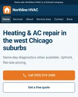Northline HVAC demo site on a phone